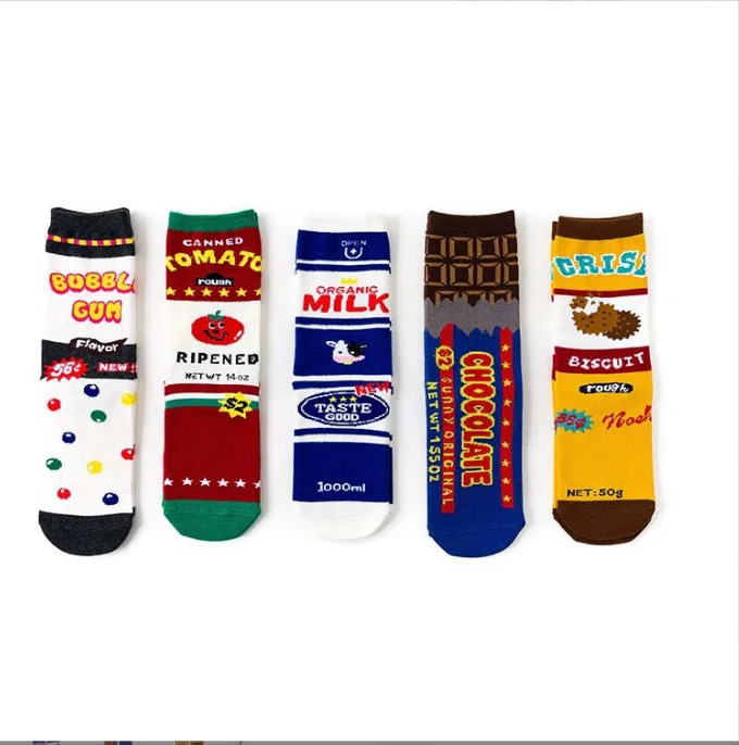Interesting  milk tomatoes chocolate socks quarter crew girl unisex happy socks