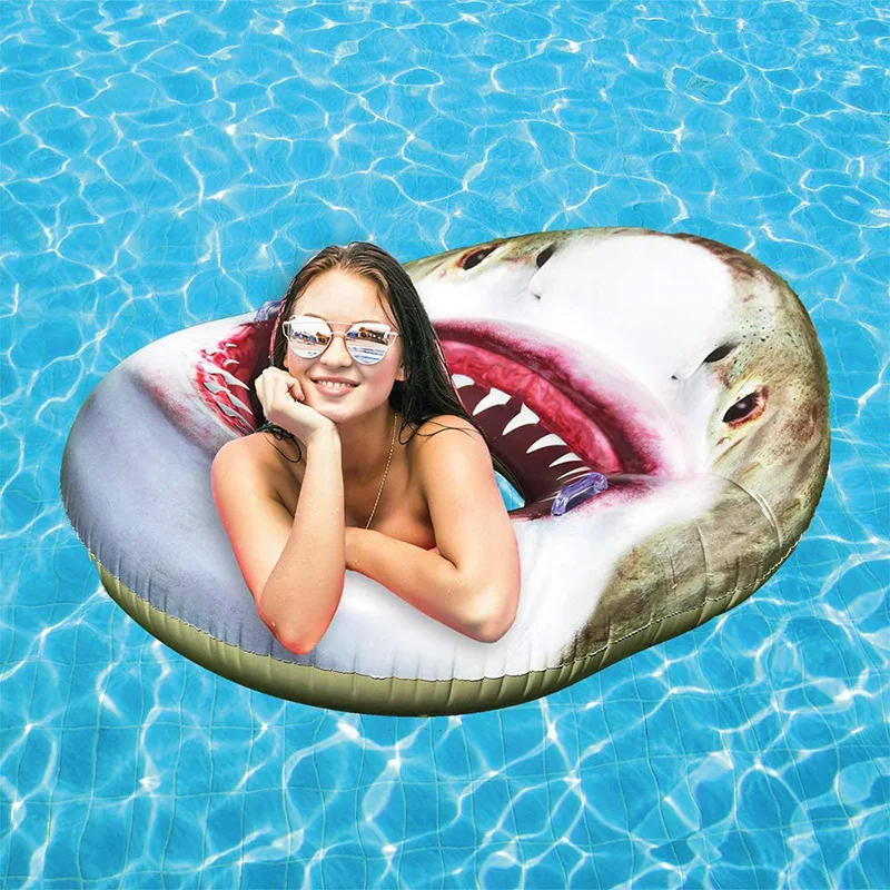 B01 Pool float shark head Jetsonic 55in L Cool Shark Inflatable Swim Ring Tube Float Pool inflatable Toys Floats Pool Party