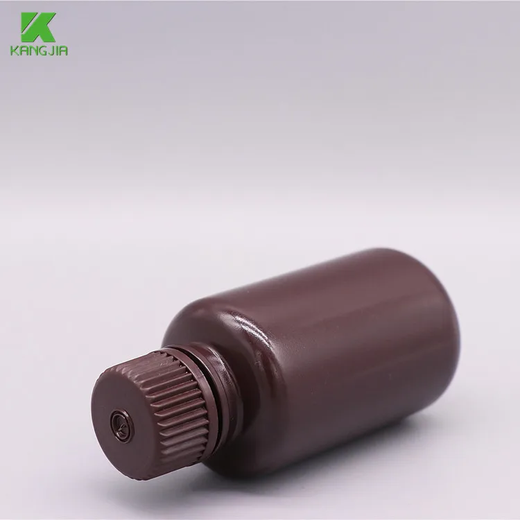 Коричневые лабораторные бутылки с узким горлышком HDPE 60 мл круглые