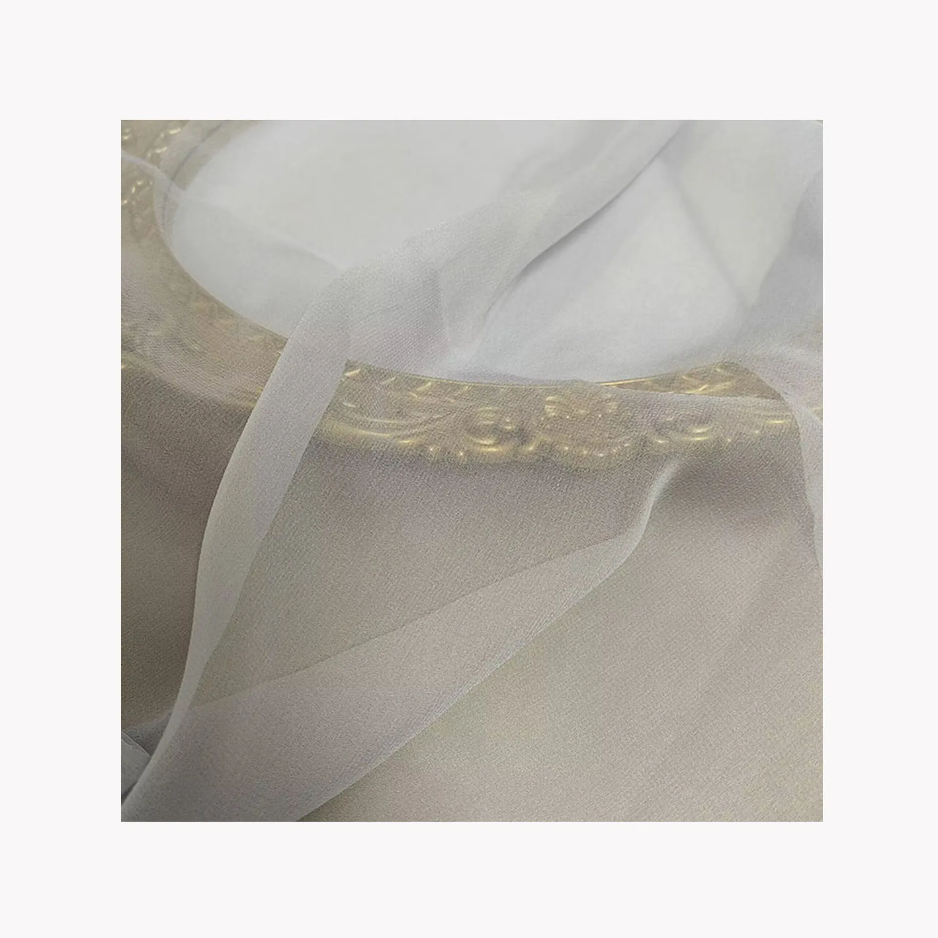 6A Grade 8MM 100% pure  plain Silk georgette White Fabric 114cm for garment dress