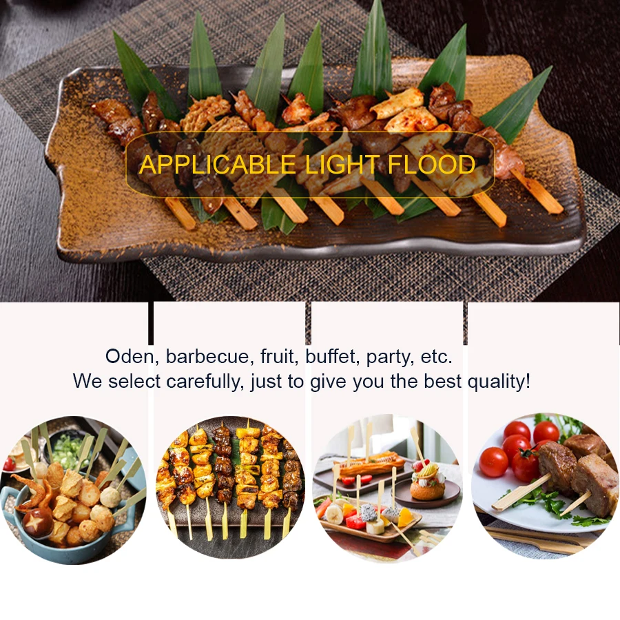 Bamboo kebabsticks skewer snack flat bbq skewers 15cm 18cm hotsale adana indian kebab skewers meat shrimp