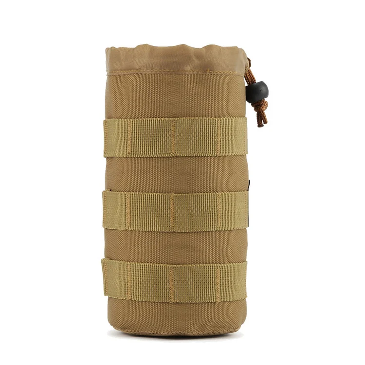 Top Drawstring Open Tactical Molle Pouch Hydration Carrier Travel Water Bottle Bag