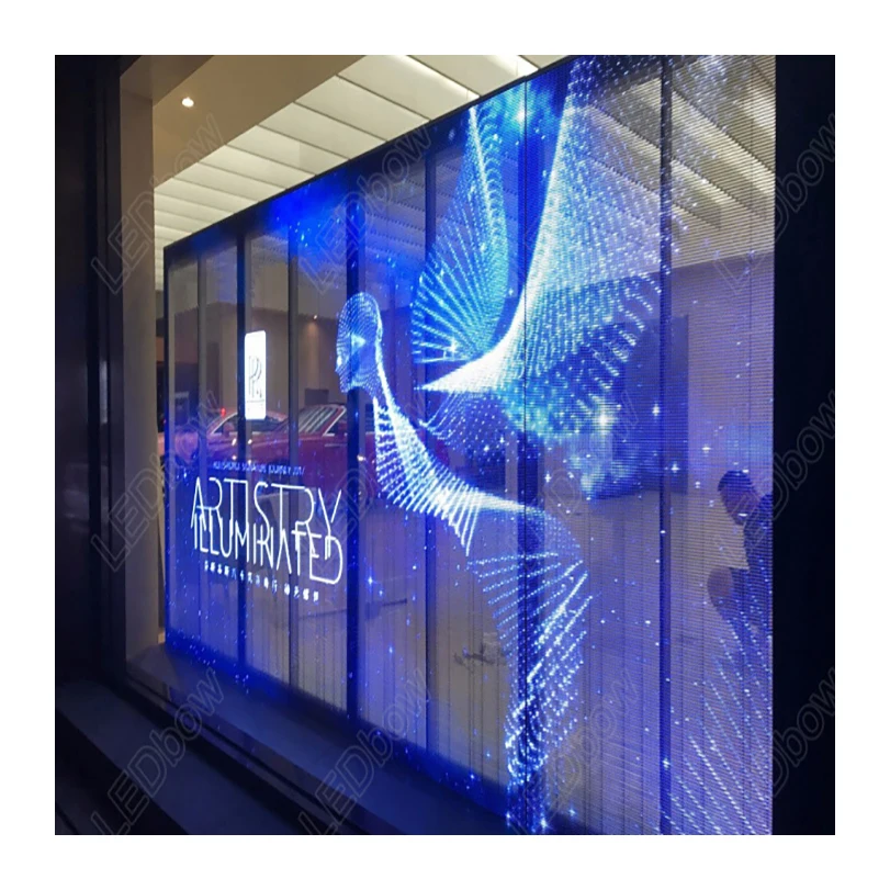 Transparent P3.9-7.8 Glass Screen LED Video Thin Film Display Screen Video Wall Screen for Retail Stores