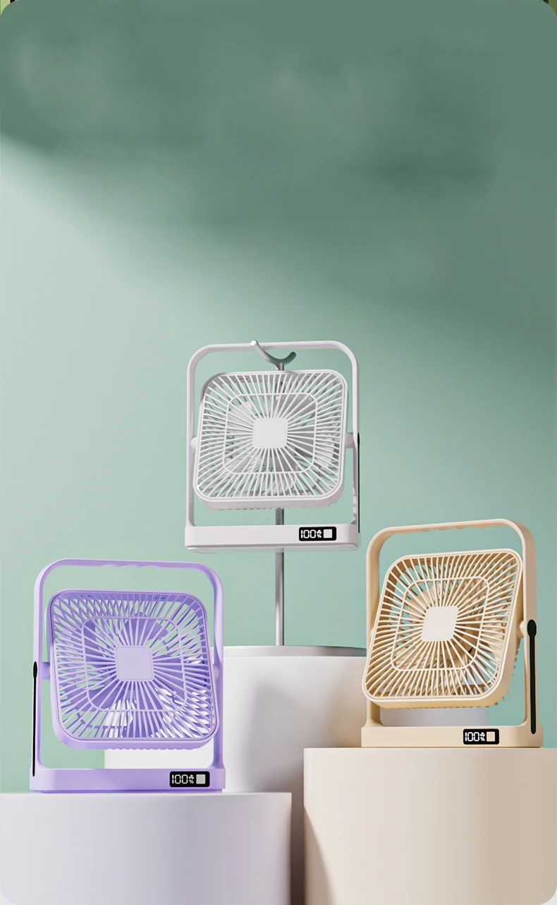 2024 New 4000mah Portable Led Display Summer Desktop Table Cooling Fan With Power Indicator Light For Home Office