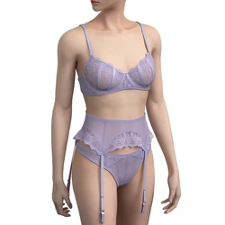 Wholesale Comfort Mesh Transparent See Through Sexy Lingerie Bra and Panty Set
