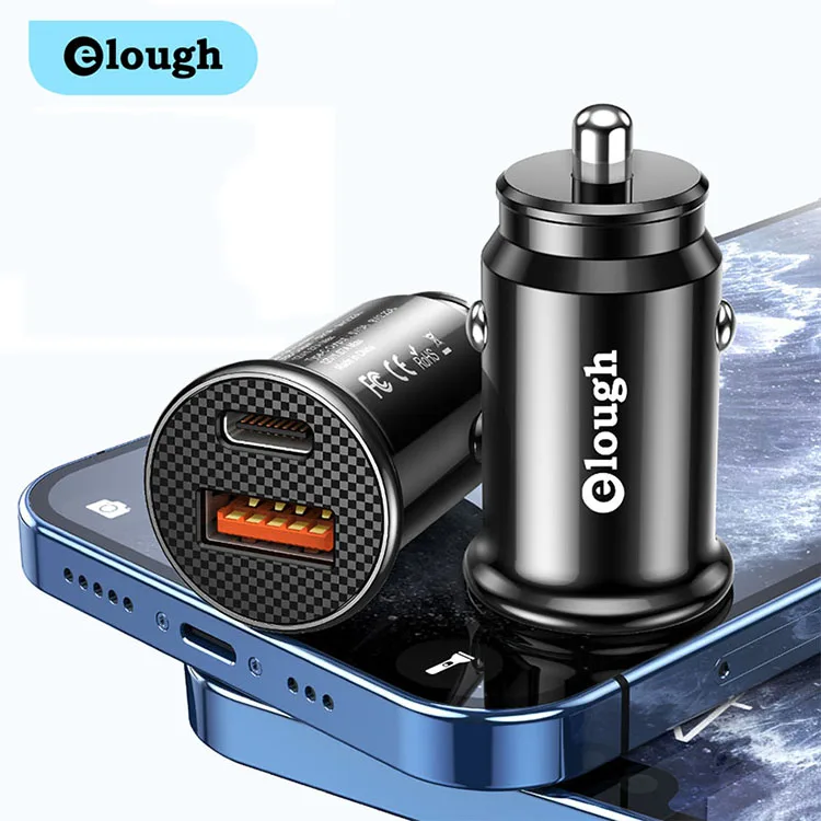 Elough 2021 hot popular black 5V/3A,9V/2A 12V/1.5A pd 20W Max electric car charger for mobile phone