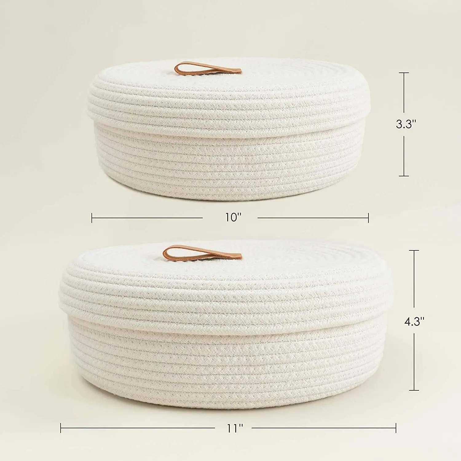 New round 100% cotton rope woven storage basket with lid for home decoration