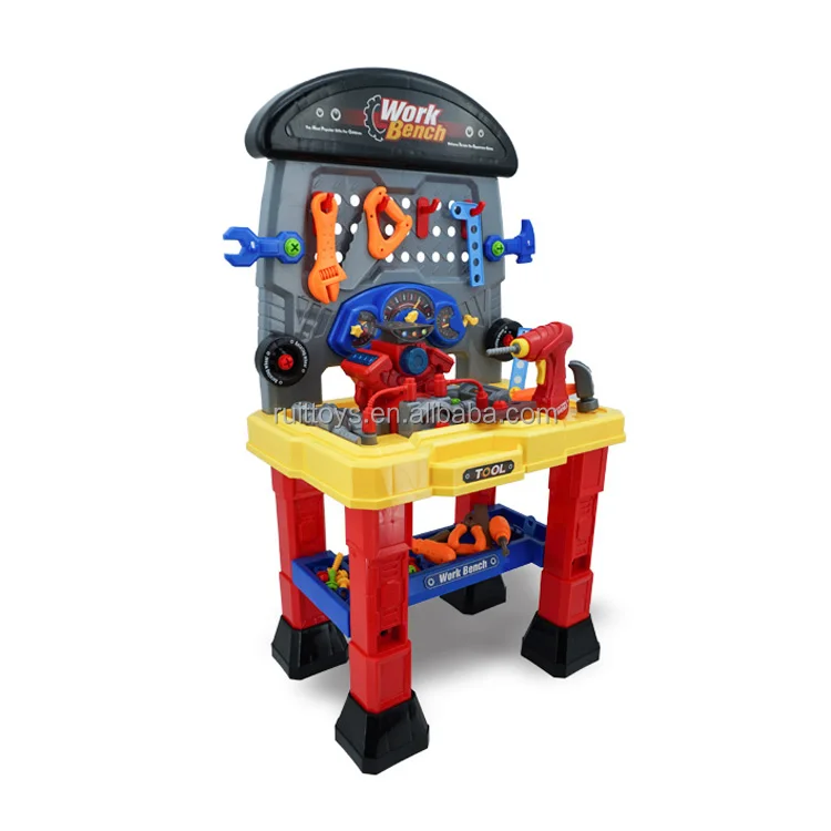 Children Pretend Play Garage Electric Drill Work Bench Toys Engine with Light and Sound