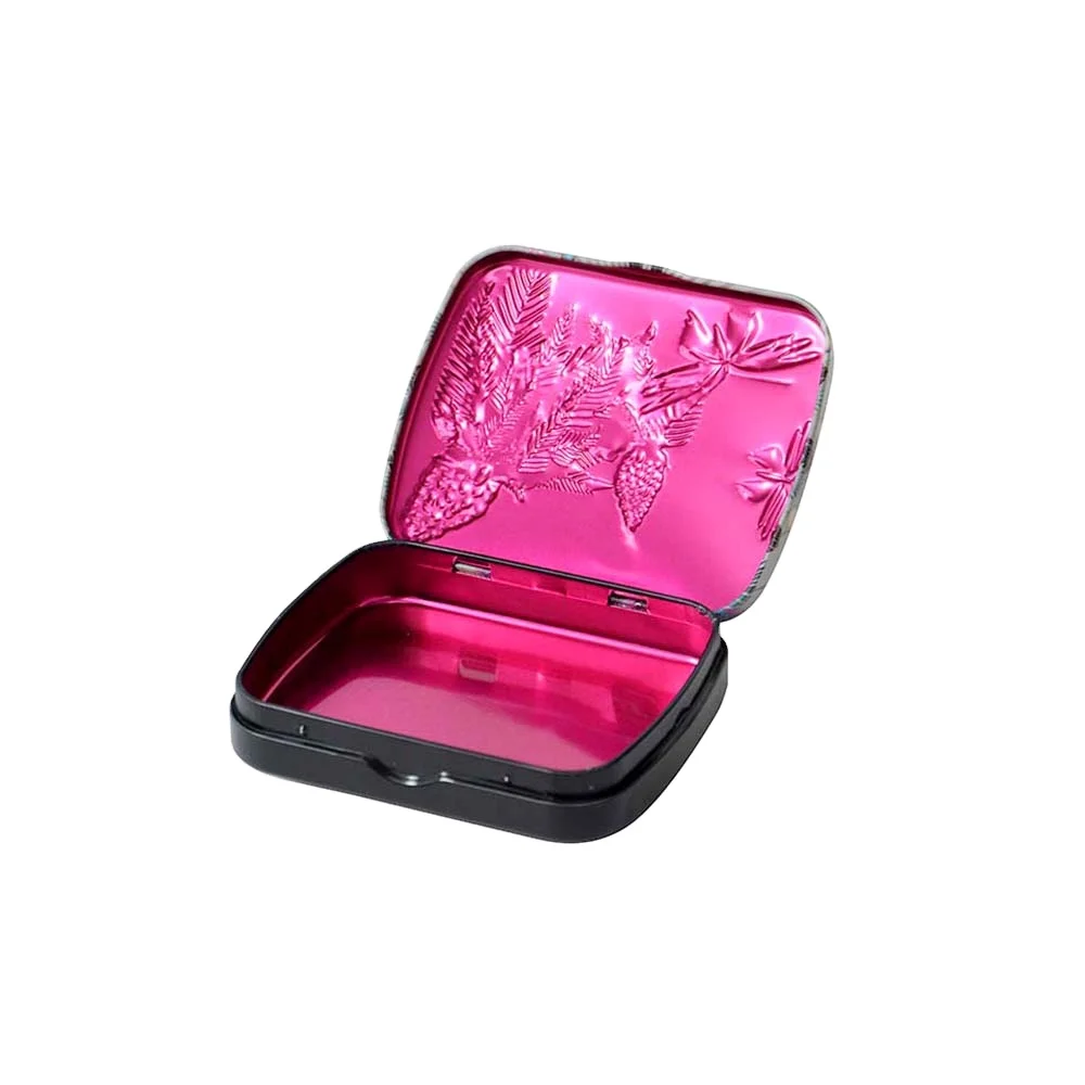 Оптовая продажа, индивидуальная упаковка для конфет, жестяная коробка, мятный металлический жестяной корпус с шарниром