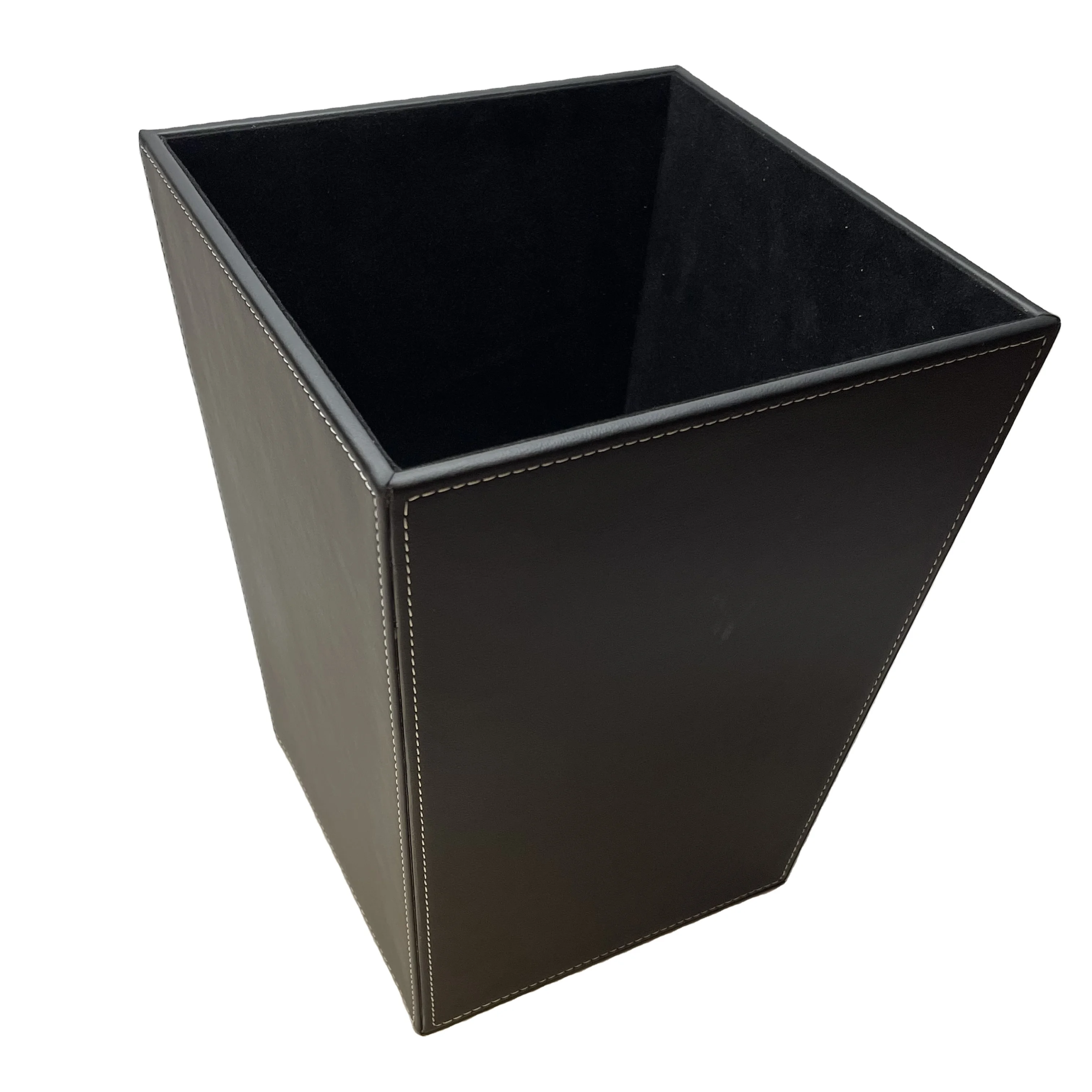 Custom Room Square Trash Bin Nordic Trash Can Hotel Guest Room Garbage Bin restaurant faux leather trash bin