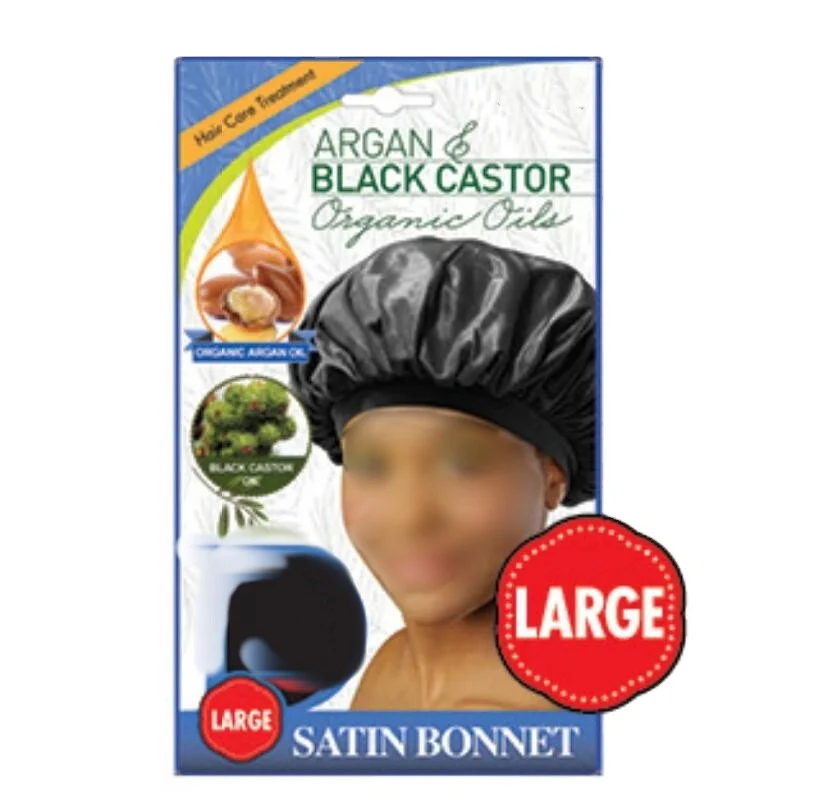 Pink Argan castor oil treated large satin bonnet  Hair sleep cap Logo Mommy and Me Bonnet  Hair Bonnets  Satin Silk sleep cap