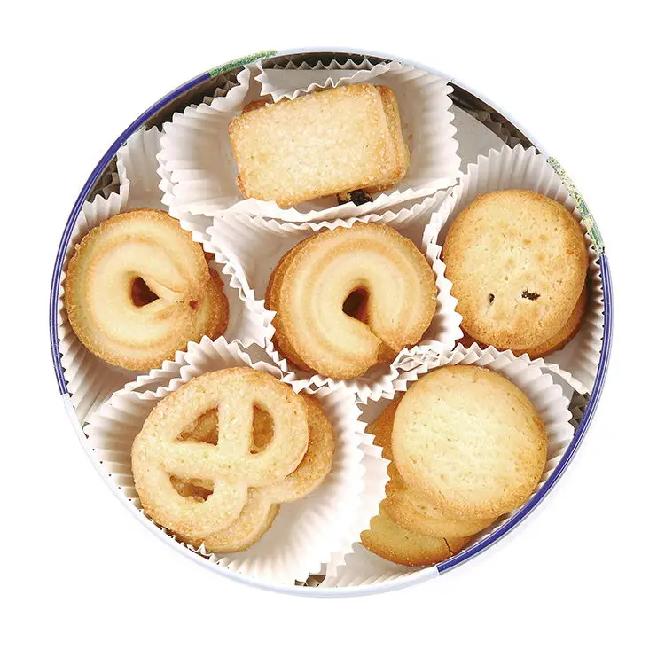  Сладкий вкусный голубой жестяной кондитерский сливочный печенье с высоким содержанием белка (340Gr)