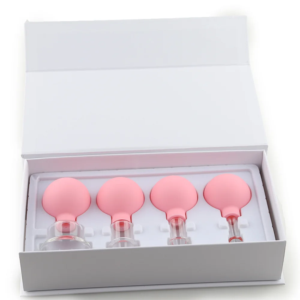 Hot Sell 4 Sizes Facial Vacuum Massage Cupping Cup Kit Home Therapy Silicone Cupping Cups Set