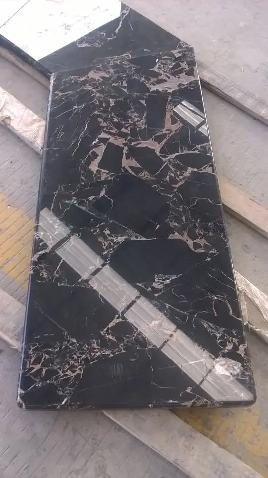 Competitive Price Chinese Polished Black Nero Portoro Gold Marble Floor Tiles