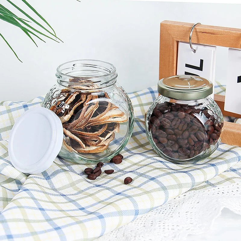 Wholesale Clear Flat Drum Glass Bottle 180ml 380ml 16oz Honey Spice Homemade Biscuit Candy Bottle Wedding Candy Jar