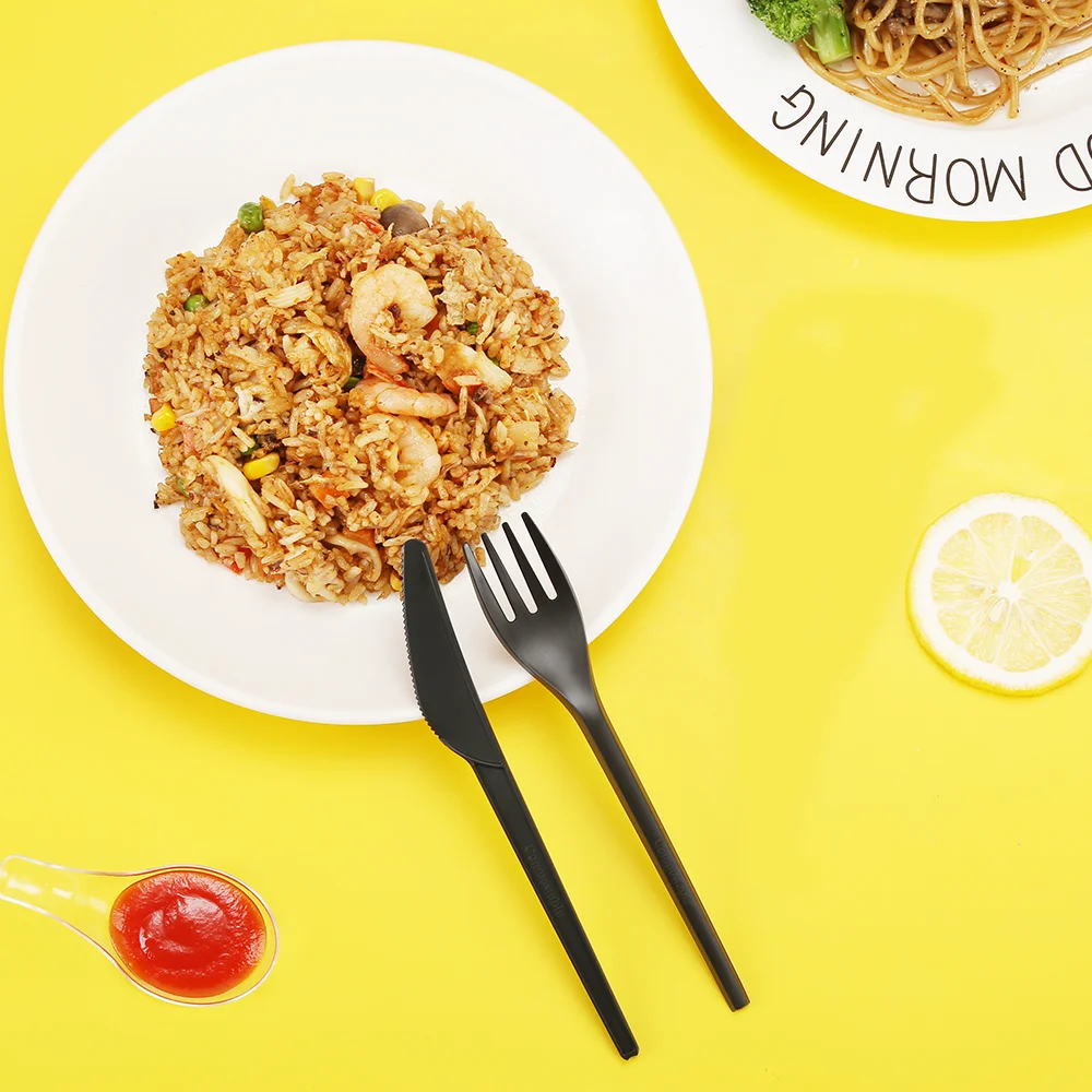 OK Compost Certified Food Grade CPLA Cutlery Set Manufacturer Compostable Tableware Fork Spoon Knife