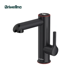 Briwellna 220V 3200W Stainless Steel Electric Bathroom Tap Heater Instant Hot Water Faucet with Digital Temperature Display