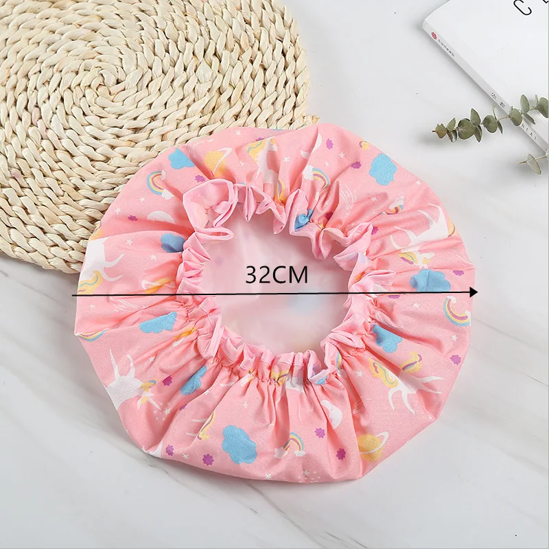 2022 new adult female printed shower cap PEVA double layer waterproof shower OEM customized shower cap