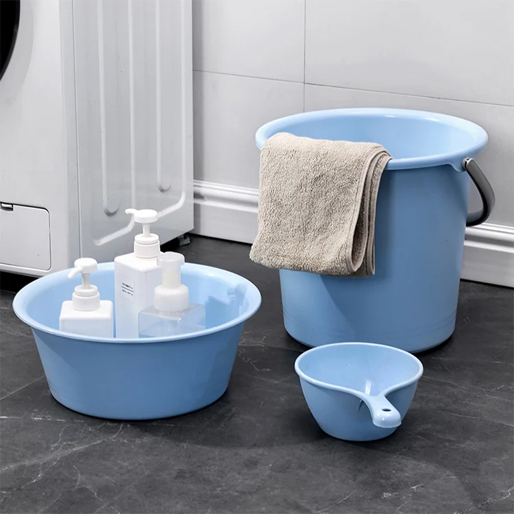 Household cleaning supplies plastic water dipper bucket bathroom basin set for foot bath