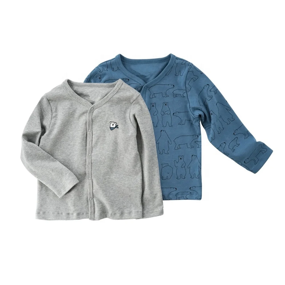 
Factory custom wholesale custom cartoon printed organic cotton baby boys cardigan 