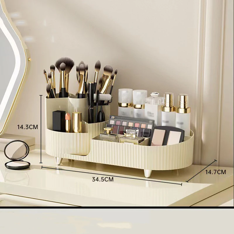 NISEVEN Hot Sale Multifunction Compartment Makeup Brush Holder 360 Rotating Cosmetic Organizer Vanity Plastic Makeup Organizer