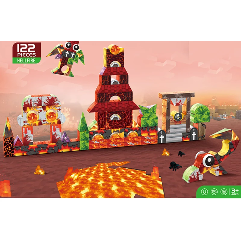122pcs of magnet blocks for kids large magnetic block assembly magnet building block toys for child
