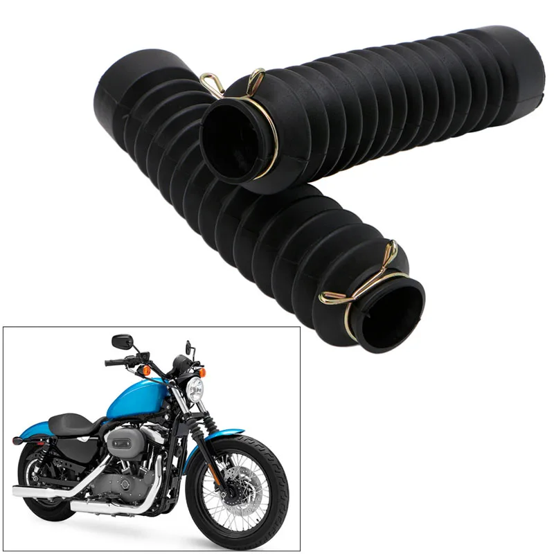 2Pcs Front Fork Motorcycle Dust Cover Gaiters Boots Black Shock Absorber
