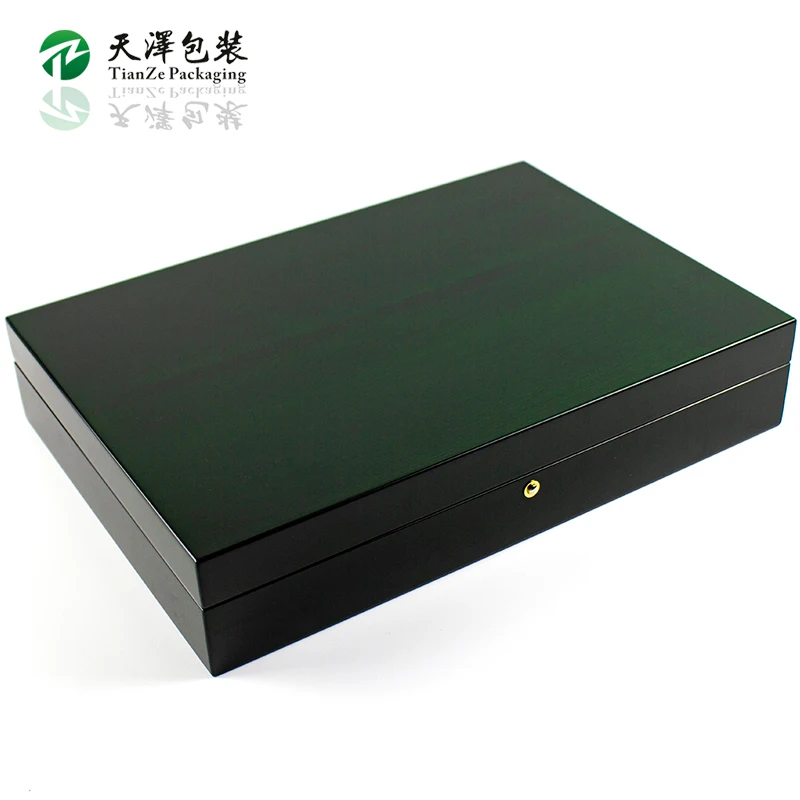 Custom Logo Wooden Boxes Piano Lacquer Wine Box For Perfume Gift Packing Luxury Personalized Jewelry Green Gift Wood Box