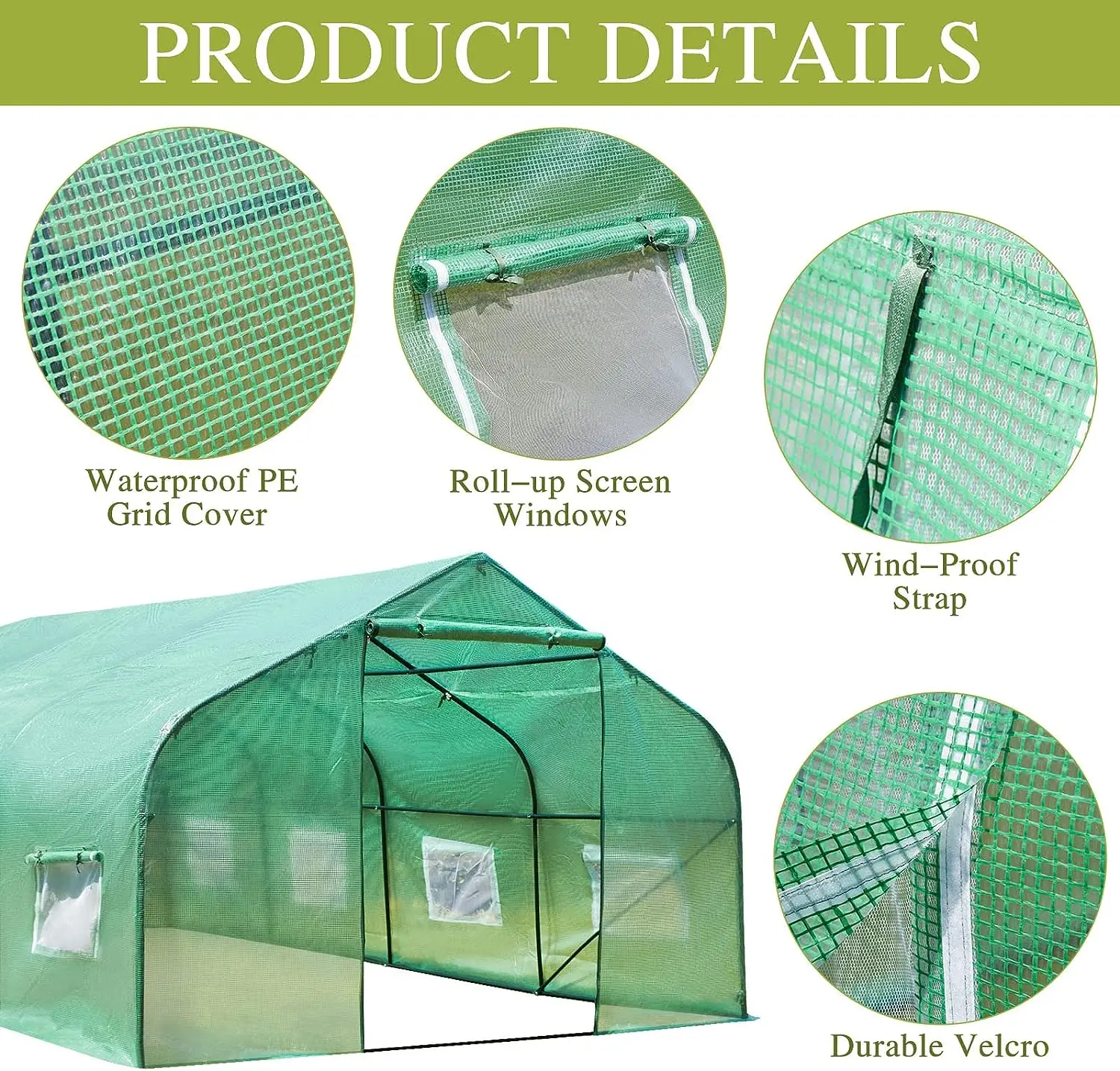 Large Outdoor Greenhouse 20x10x7 ft Walk in Garden Greenhouse Tunnel