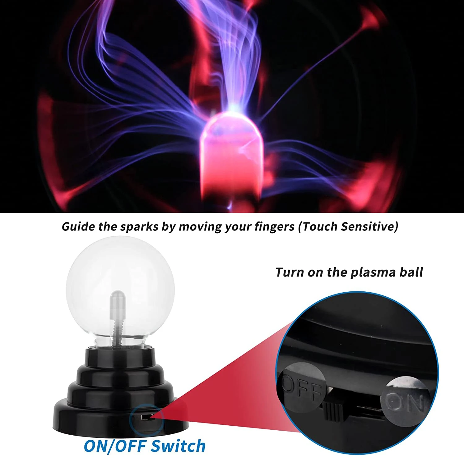TIANHUA Plasma ball lamp electrostatic touch sensitive ion magic lamp 3inch Plasma ball