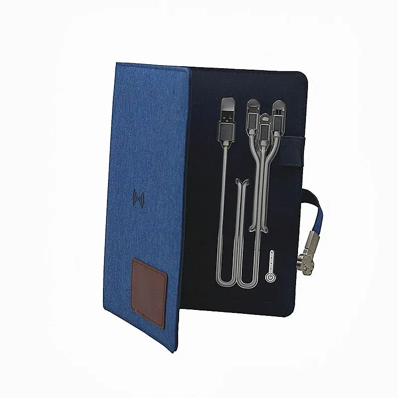Customized Office Business Usb Flash Drives Innovation Magnetic Power Bank Wireless Charging Notebook