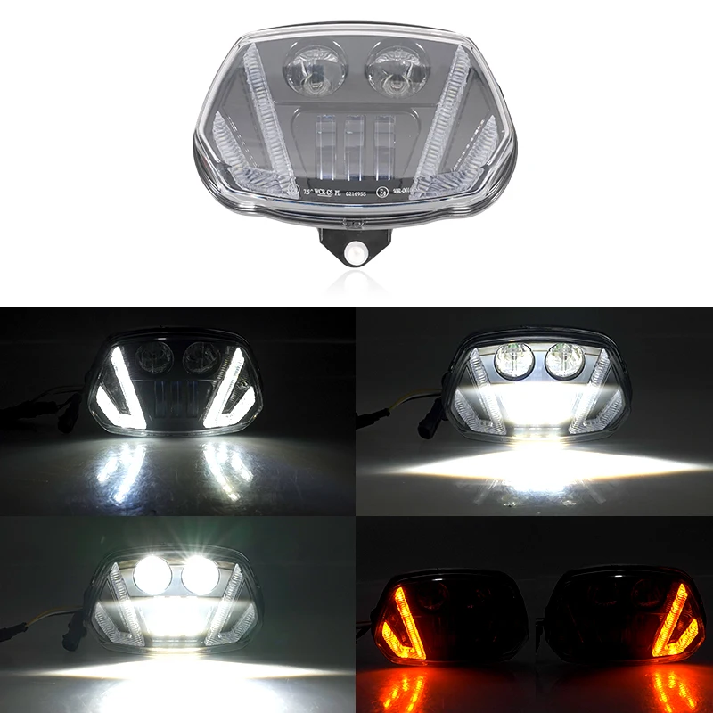 YongJin New Black motorcycle headlight  with DRL and turn signal light for Vespa Sprint 150 accessories