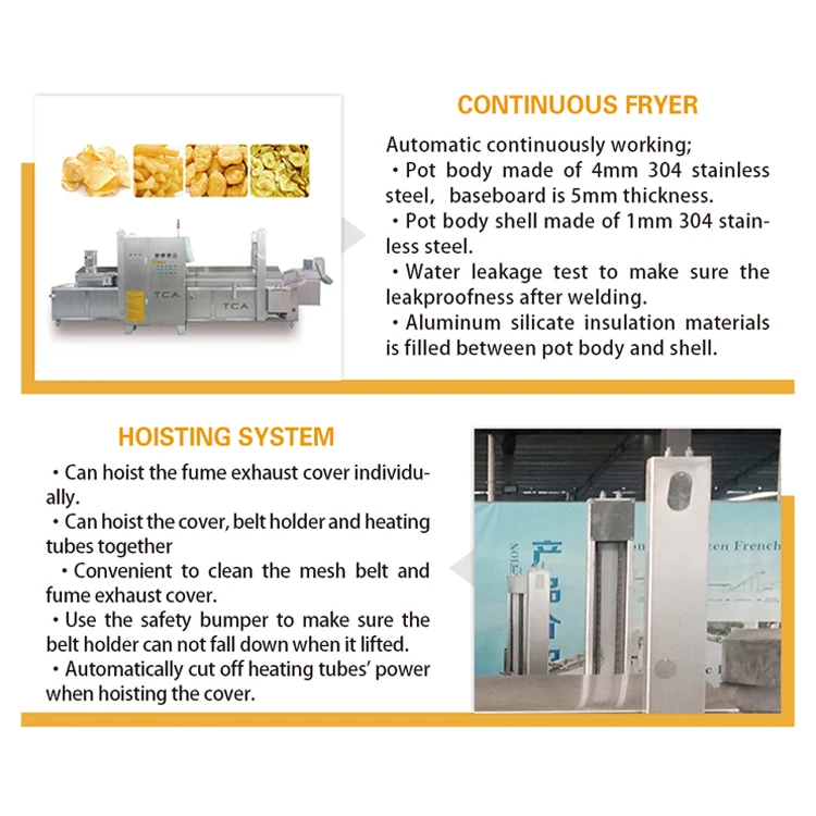 TCA CE certified high quality stainless steel fried chicken deep fryer continuous oil fryer machine for food