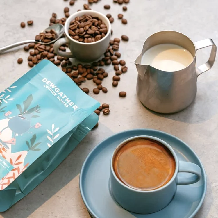 Custom Printed Printing Flat Bottom Stand Up Bean Pouches Zipper Bags 100G 250G Coffee Bag Pouch With Valve