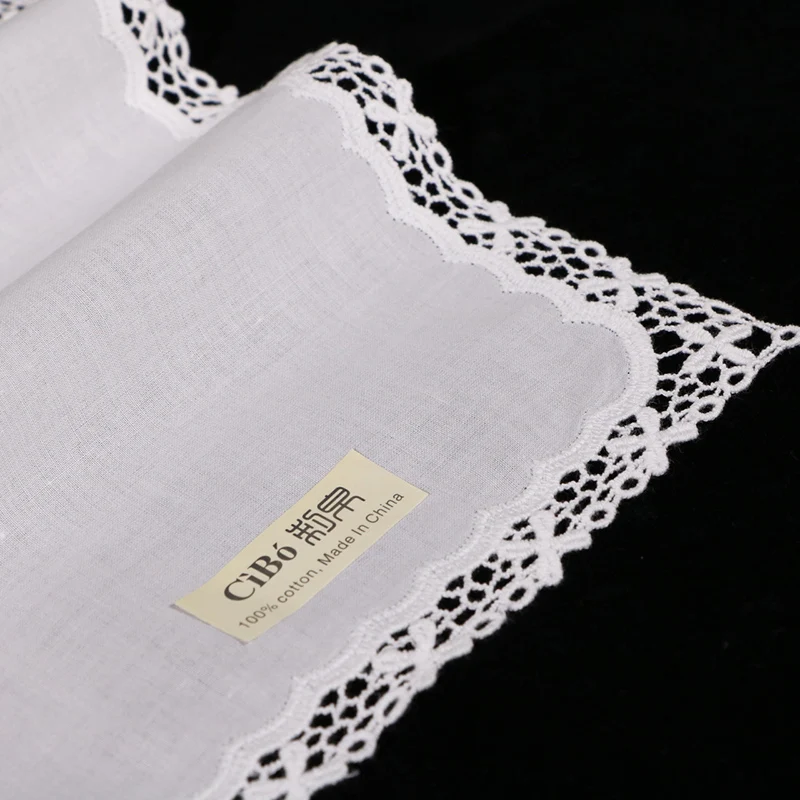 A013 : White premium cotton lace handkerchiefs crochet hankies  women/ladies wedding gift