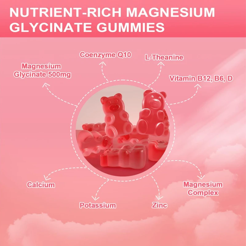 OEM  Magnesium Glycinate Gummies Beauty Skin Care  Vitamin C Sleep Supplements 400mg 500mg Gummies Candy