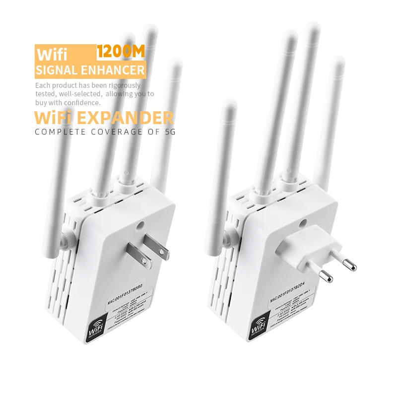 Двухдиапазонный 1200 Мбит/с Беспроводной ретранслятор Wi-Fi антенна усилитель сигнала сети расширитель Ретранслятор с вилкой