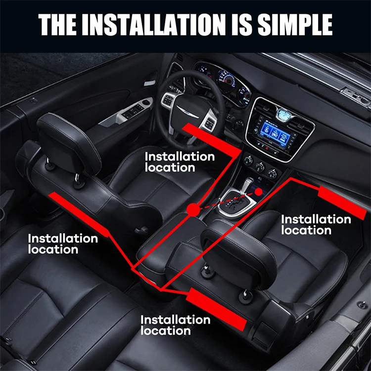 
12V 4pcs 48 LEDs 5050 RGB SMD Over 16 Million Colors Music Sync Car Ambiance LED Lights Interior With Phone APP Control 