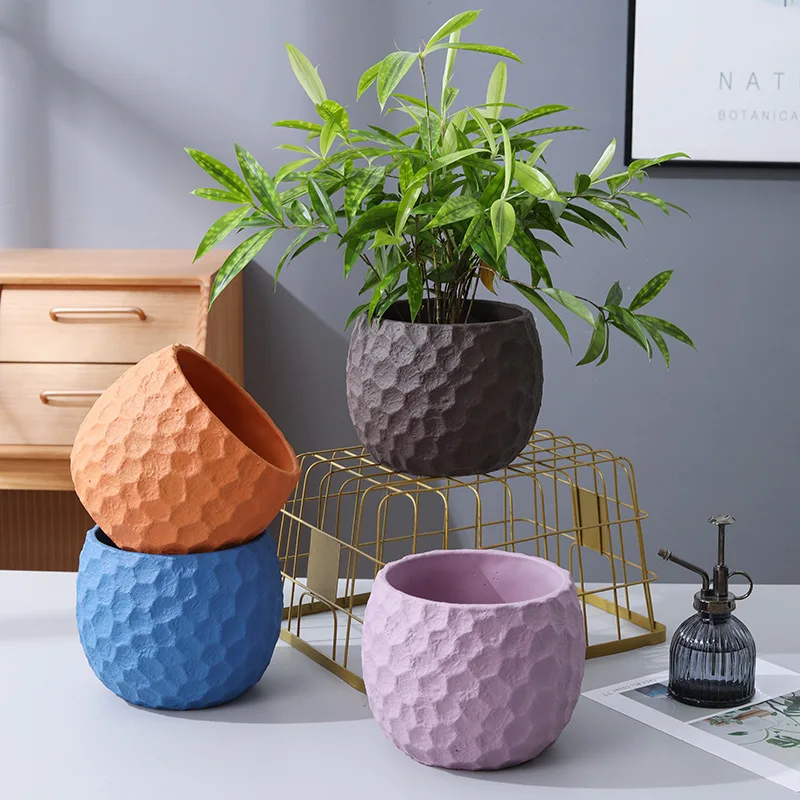 Nordic gardening cement flowerpot simple and multi pot household creative indoor decorative pot gardening green planter ornament