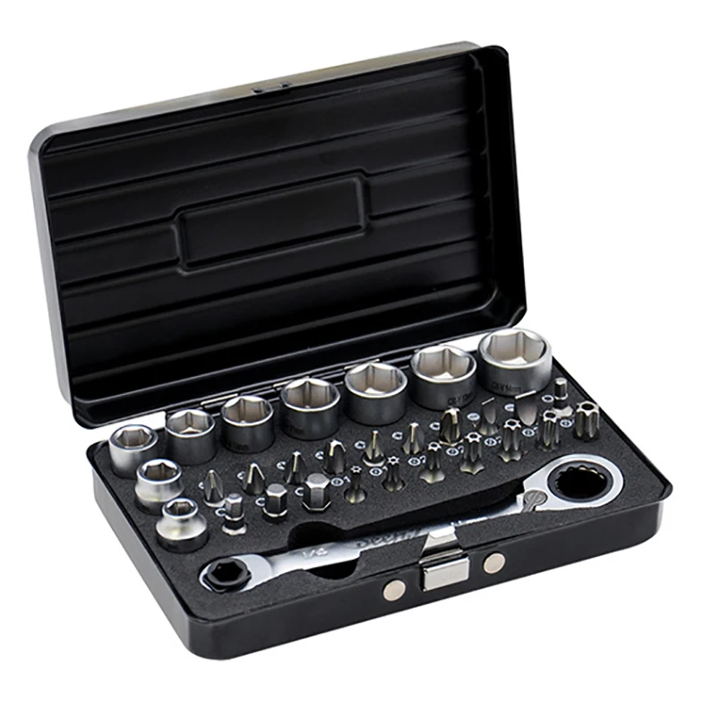 Auto Repair Wrench Kit Spanner Tool -DEEN.J 31 pcs Low Profile Ratchet & Socket Set