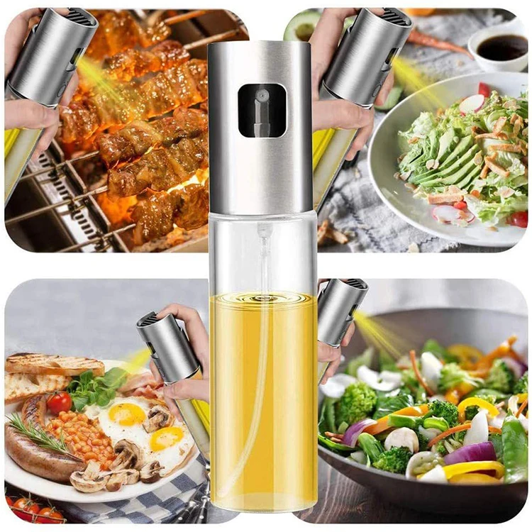 Oil Sprayer Bottle 100 ml Vinegar Sprayer Dispenser Glass Olive Oil Bottle with Cleaning Brush for Cooking Salad BBQ