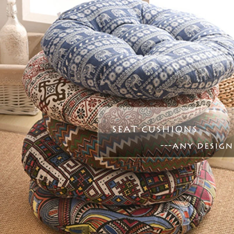 Cheersee round elephant animal cotton linen custom printed large arabic floor seatiing sitting cushions for floor
