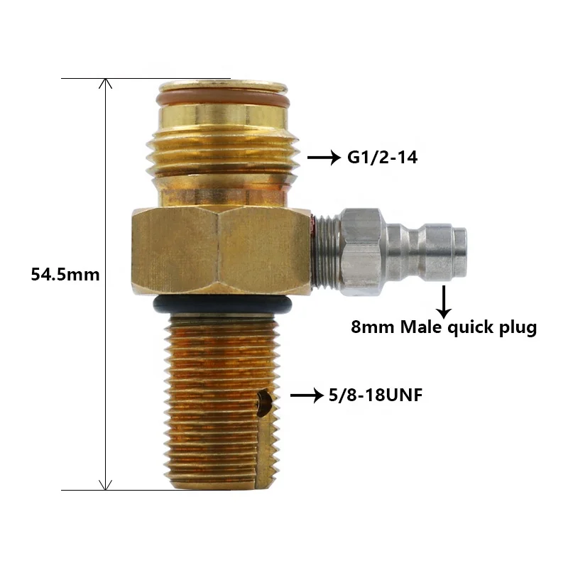 New Universal Replacement CO2 Pin Valve for C02 Paintball Tanks Cylinders with 8mm male quick adapter