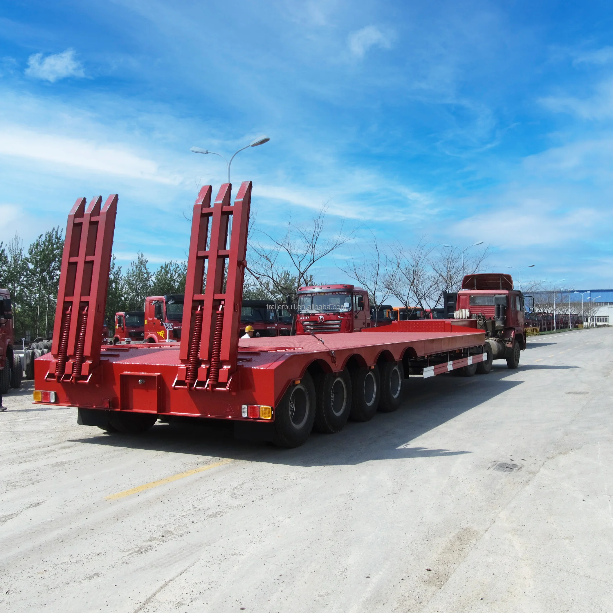 4 axles 80 Ton Capacity  FGN Low Bed Trailers Wabco Brake System Semi-Trailer Truck Trailer for Sale