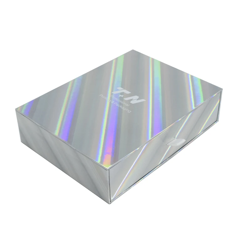 holographic glitter Iridescent sliding drawer boxes for gift packaging shiny cosmetic gift boxes