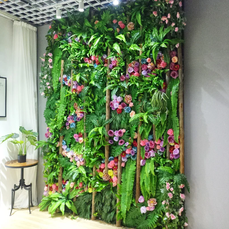 
Customized grass wall backdrop greenery panel wall artificial fence cheap price plastic vertical green wall 