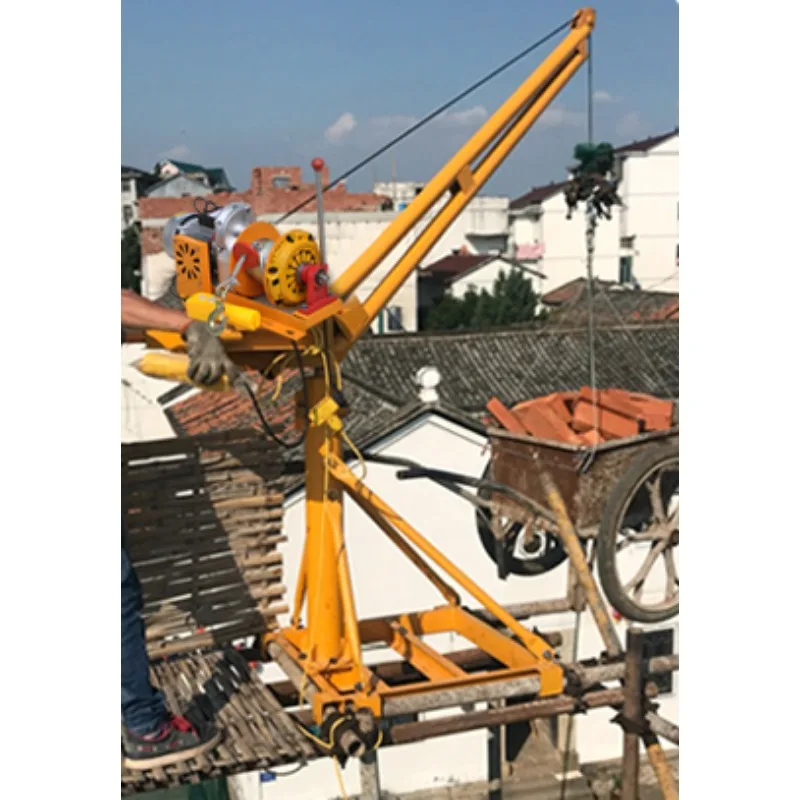 Household small lifting roof crane 220V electric outdoor decoration brick crane