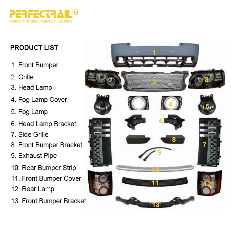 PERFECTRAIL 4x4 Auto Accessories Body Kit For Land Rover Range Rover Vogue 2002-2008 Upgrade to Racing 2010-2012