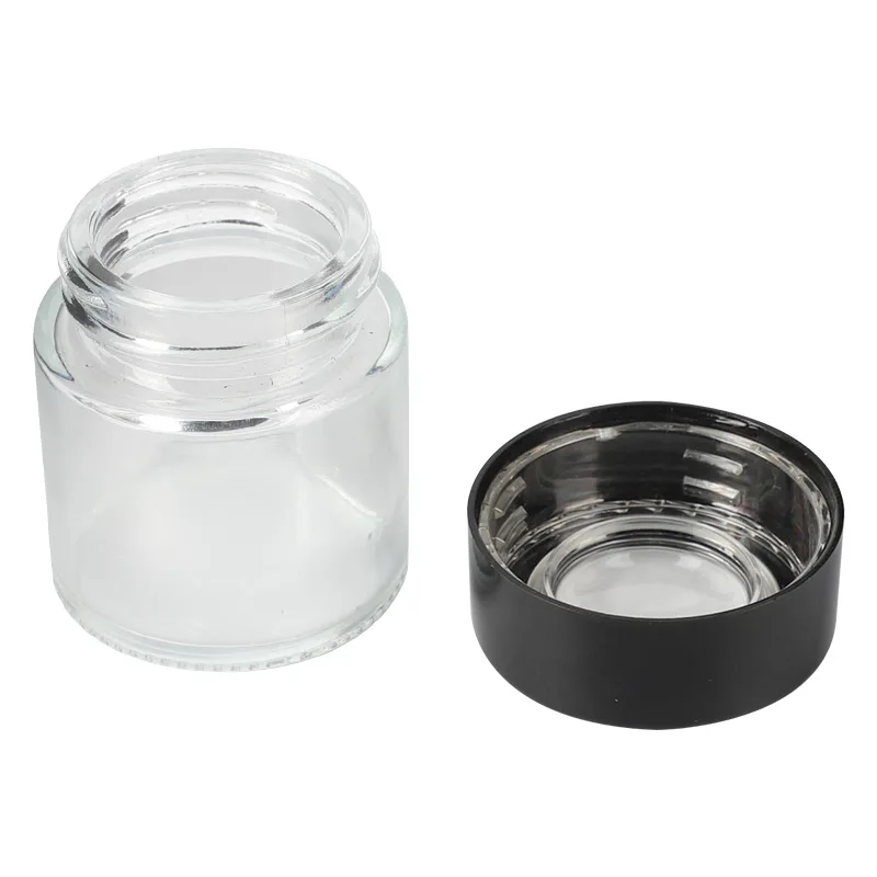 UKETA Custom 1oz Child Resistant Airtight Storage 1g Flower Screw Top with Magnifying Glass Lid Glass Jar for Tobacco Storage