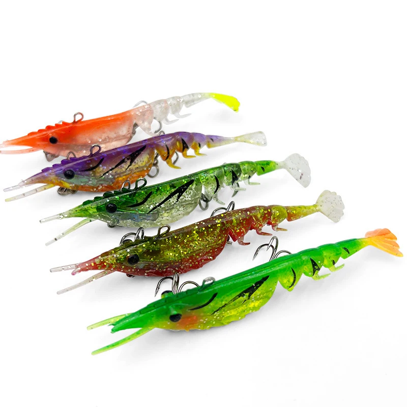 Wholesale 105mm 11g  PVC soft shrimp prawn fishing lure sinking Scampi fishing Swim baits